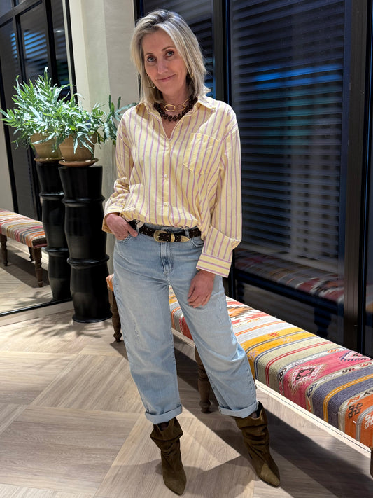 Blouse Yasmine Streep Geel - Peet kleding