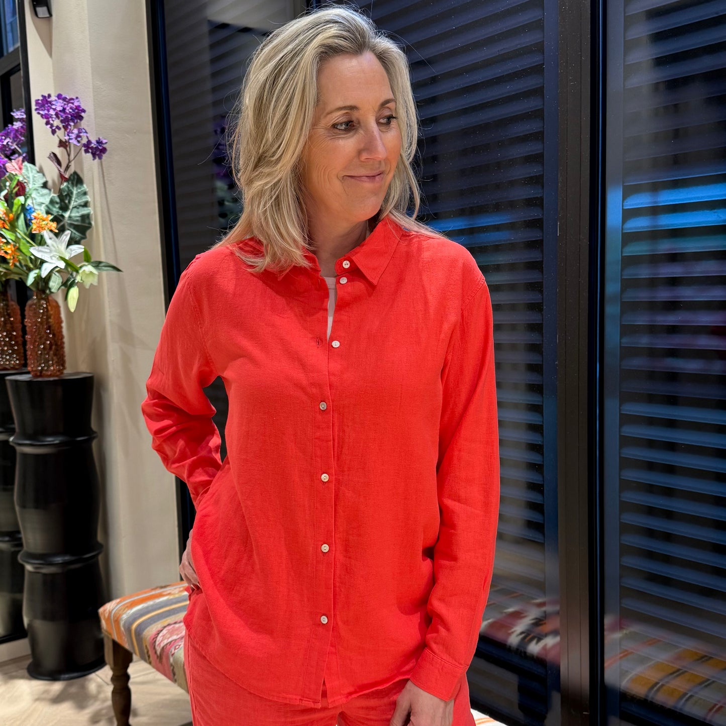 Ichi Blouse Linno Rood - Peet kleding