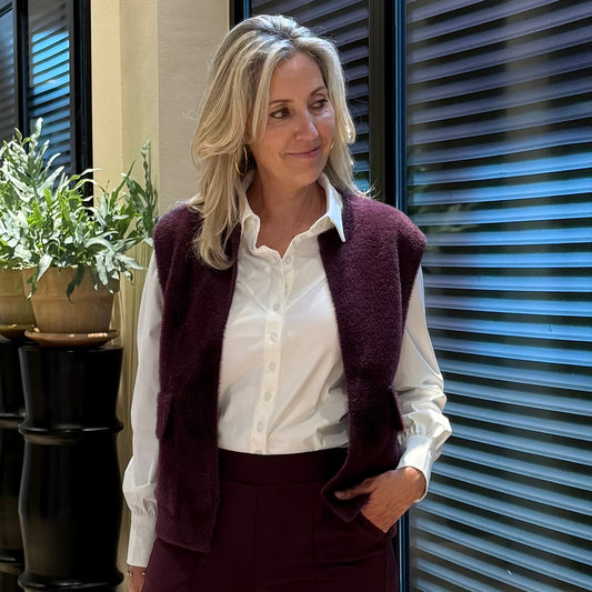 Triple Nine - Fluffy Gilet Inky Aubergine - 9001 - Peet kleding