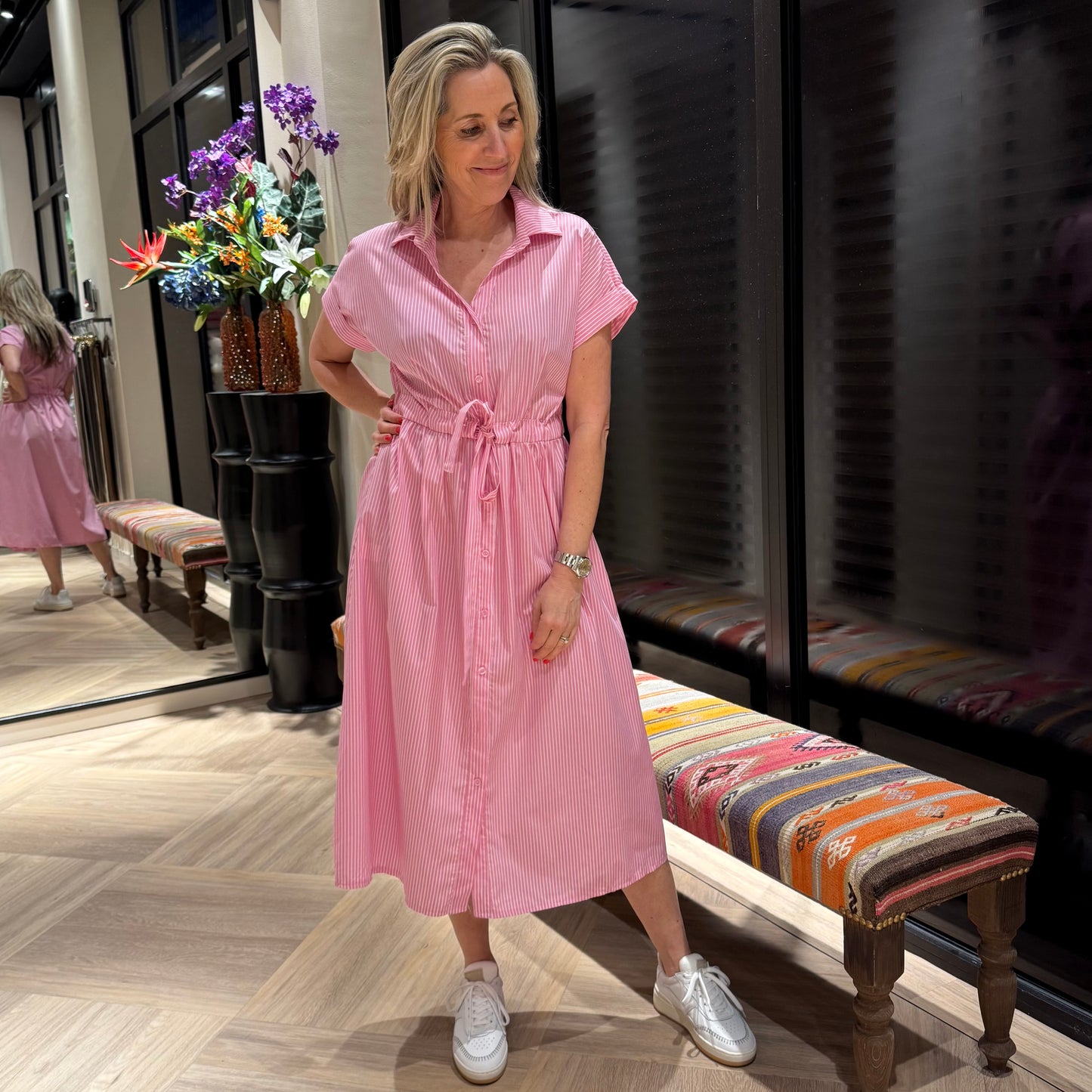 Jurk Côte d'Azur Streep Roze - Peet kleding
