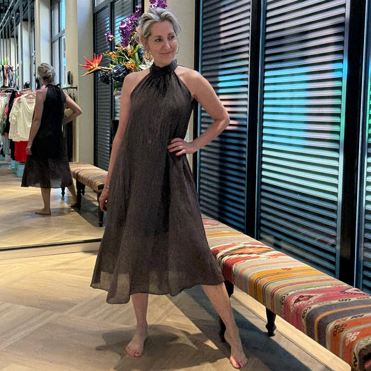 Jurk Halter Silky Bruin - Peet kleding