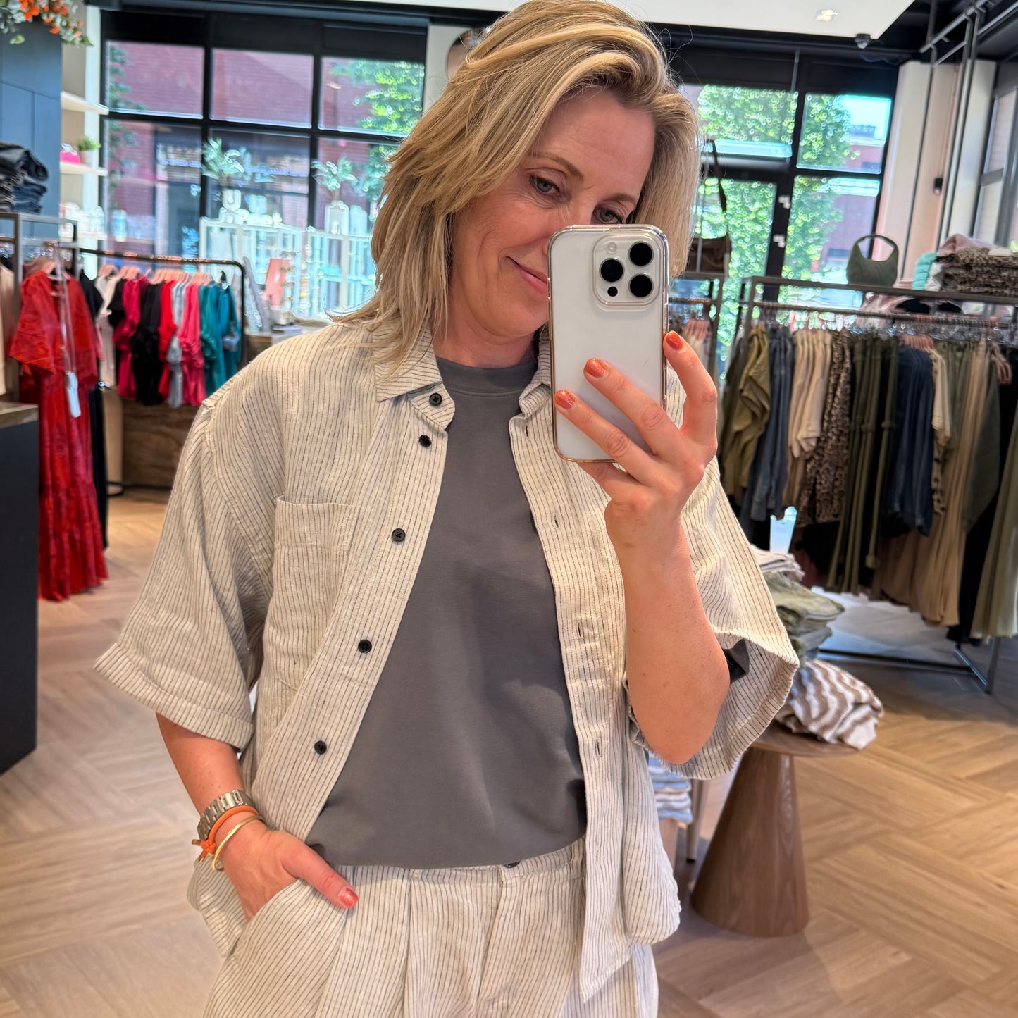 With Black Korte Mouw Willow Streep - Peet kleding