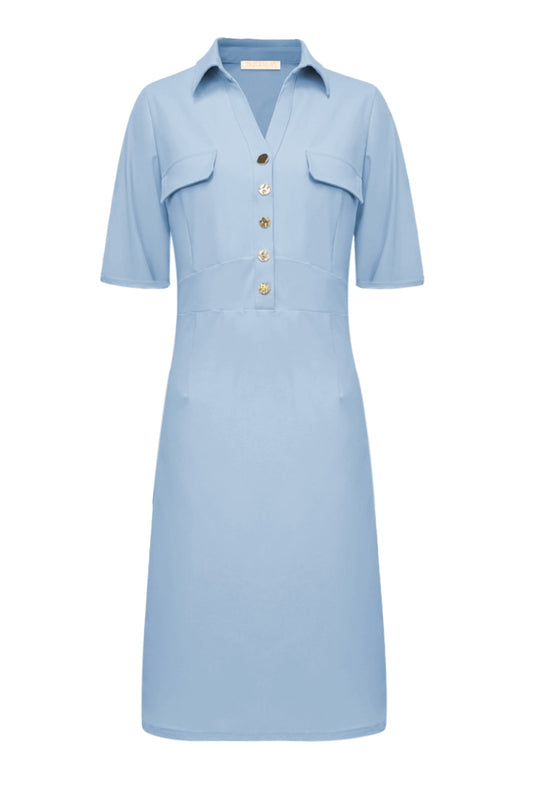 Triple Nine Travel Jurk Valerie Lichtblauw - 51827 - Peet kleding