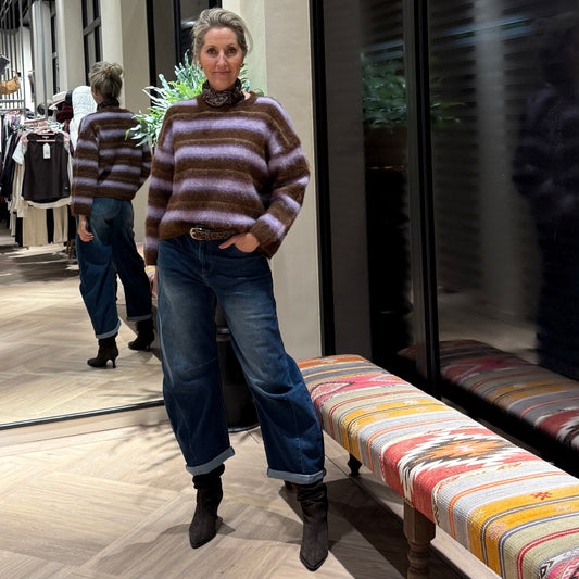 Azzurro Trui Stripes Lila - Peet kleding