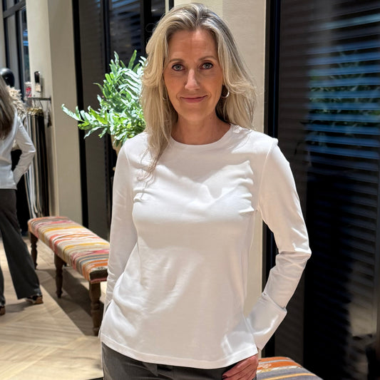 Yaya T-Shirt Lange Mouw Wit - Peet kleding