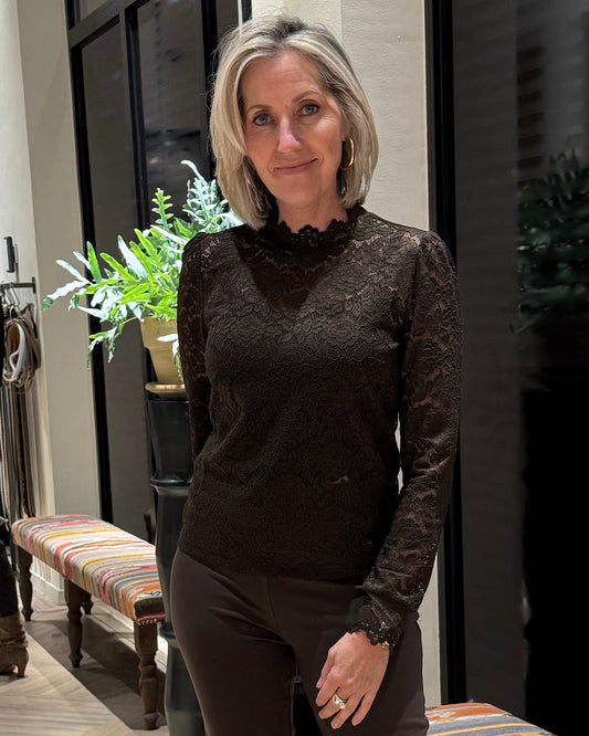 Yaya Lace Top Delicio Brown - Peet kleding