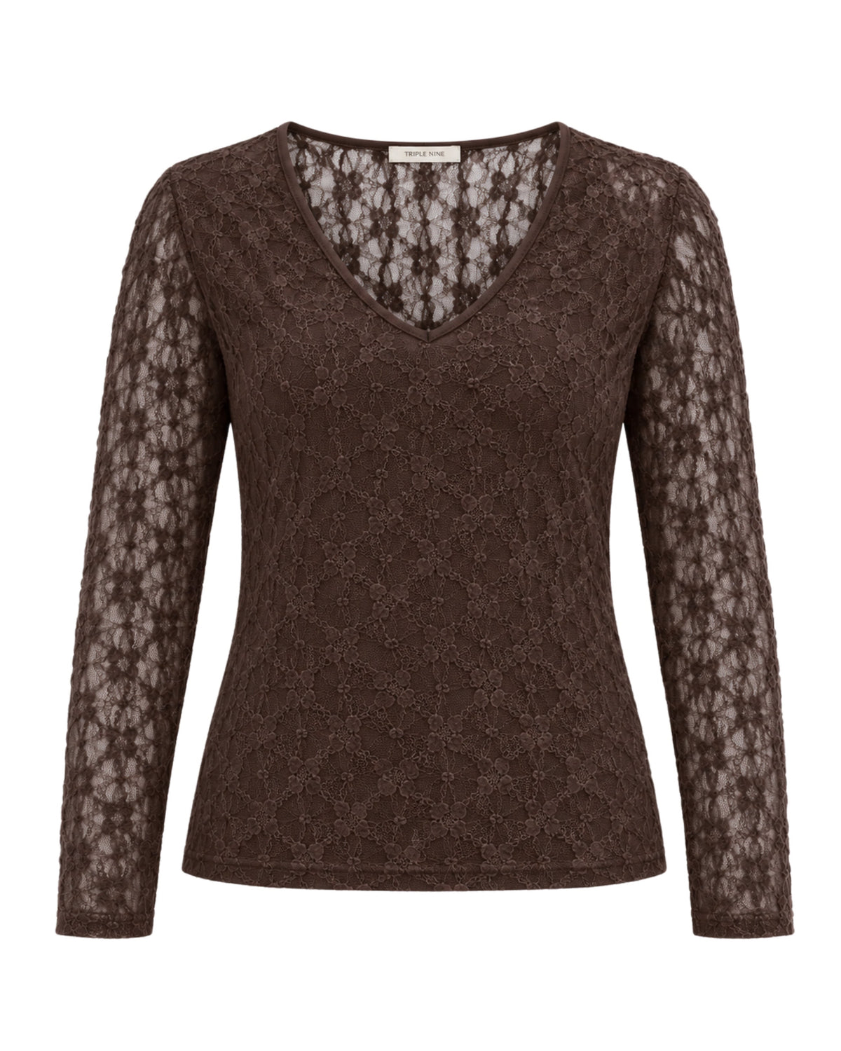 Triple Nine - Kanten Top Lucy Donkerbruin - Peet kleding