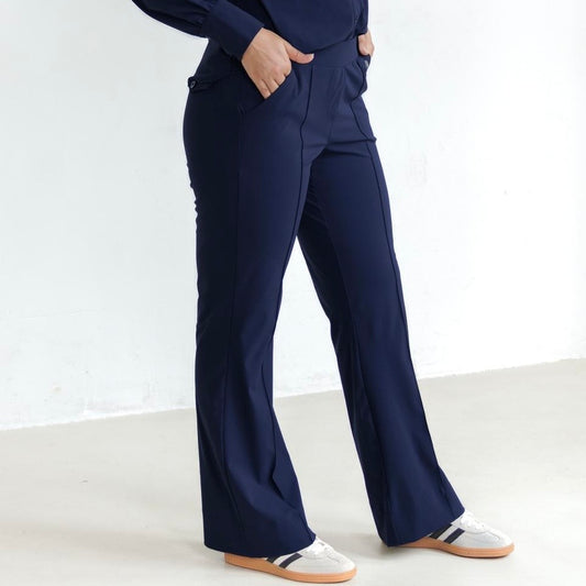 Triple Nine - Travel Broek Fleur Navy - 2301 - Peet kleding