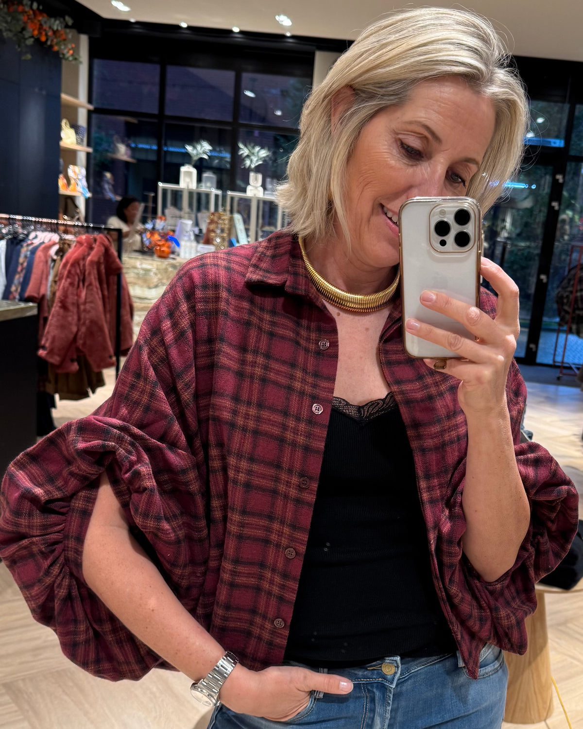 Blouse Roos Bordeaux Zwart - Peet kleding