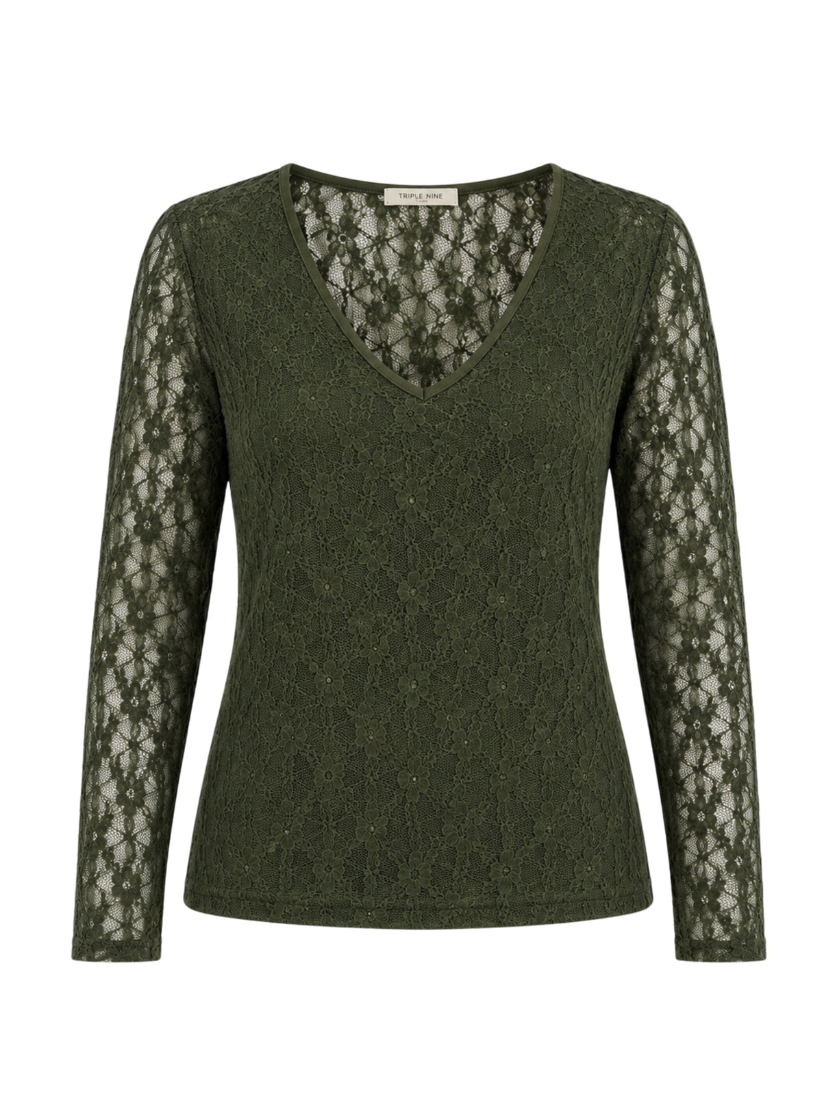 Triple Nine - Kanten Top Lucy Donkergroen - Peet kleding