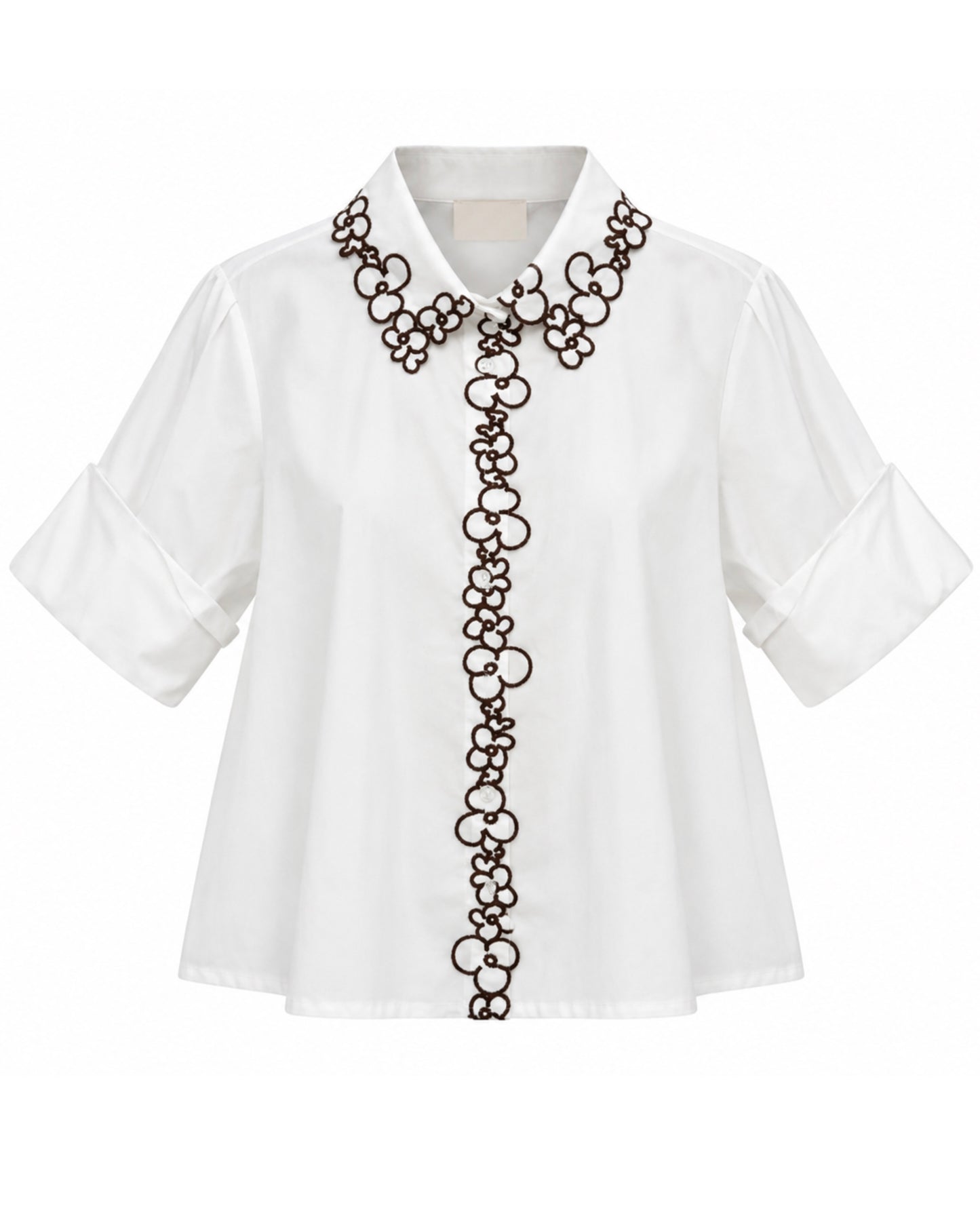Blouse Flower Collar Wit