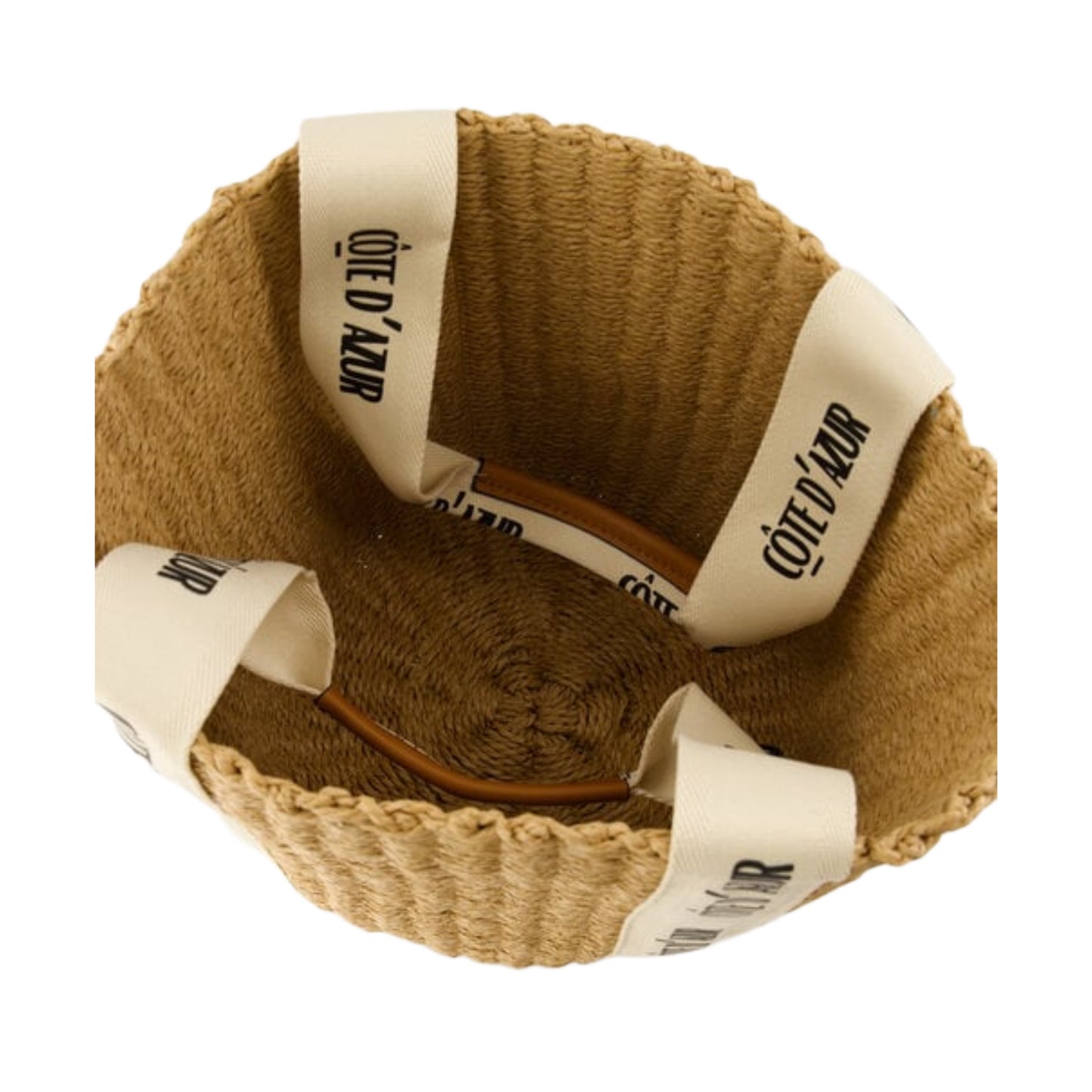 Cote D'Azure Tas Raffia Leer Cognac - Peet kleding