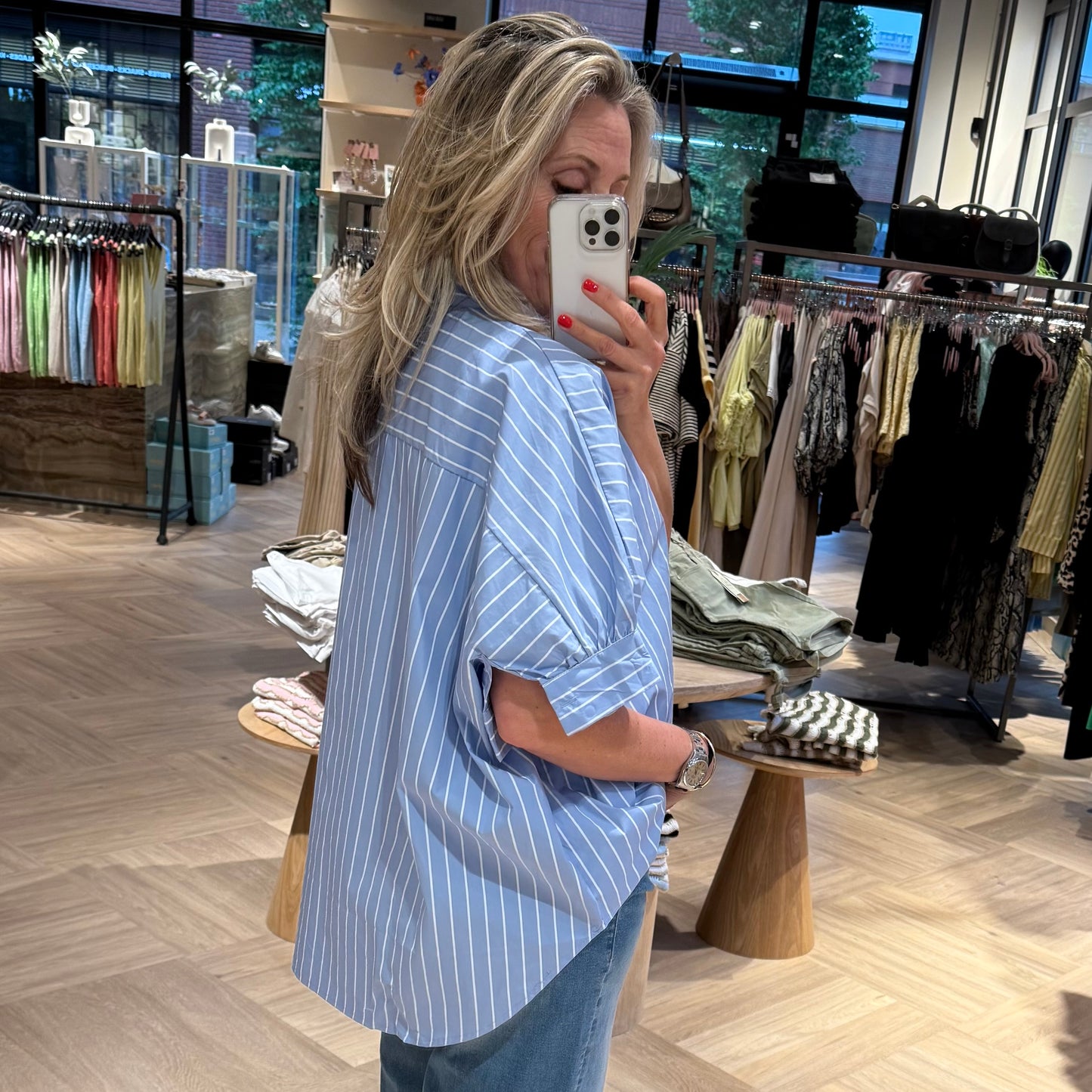 Azzurro Blouse Shirley Streep Blauw