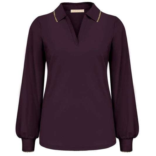 Triple Nine - Travel Top Raphaella Aubergine - 6929 - Peet kleding