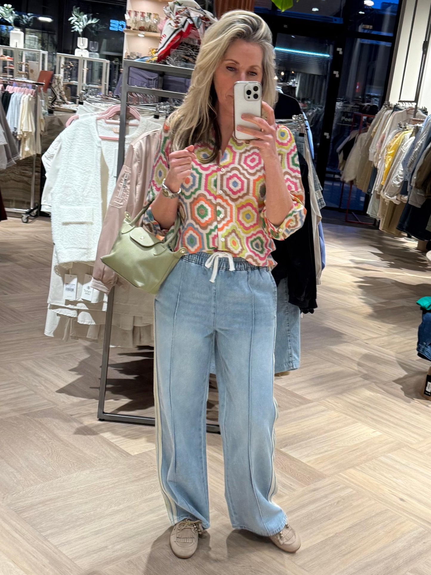 Geisha Blouse Ecru Tabacco Pink - Peet kleding