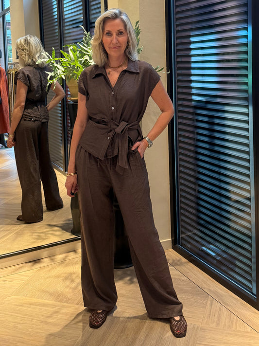 Blouse Amy Strik Bruin - Peet kleding