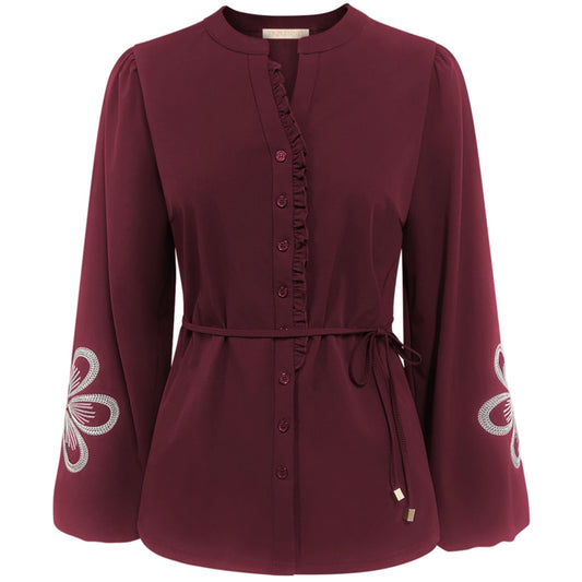 Triple Nine - Travel Blouse Simone Bordeaux - 5923 - Peet kleding