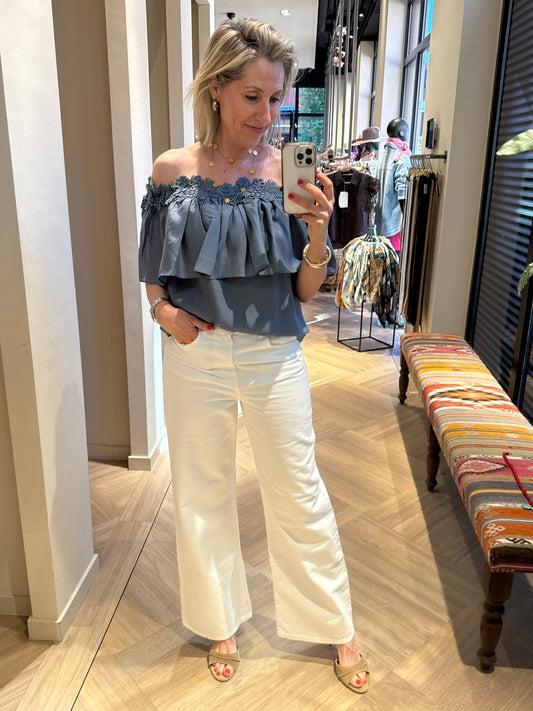 Copenhage Muse Top Molly Rafblauw - Peet kleding
