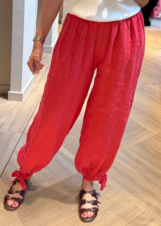 Broek Lea Linnen Balloon Cerise - Peet kleding