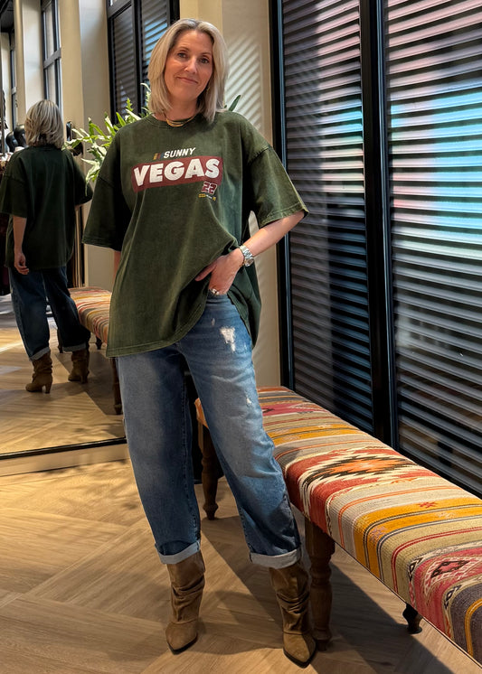 T-Shirt Vegas Oversized Groen - Peet kleding