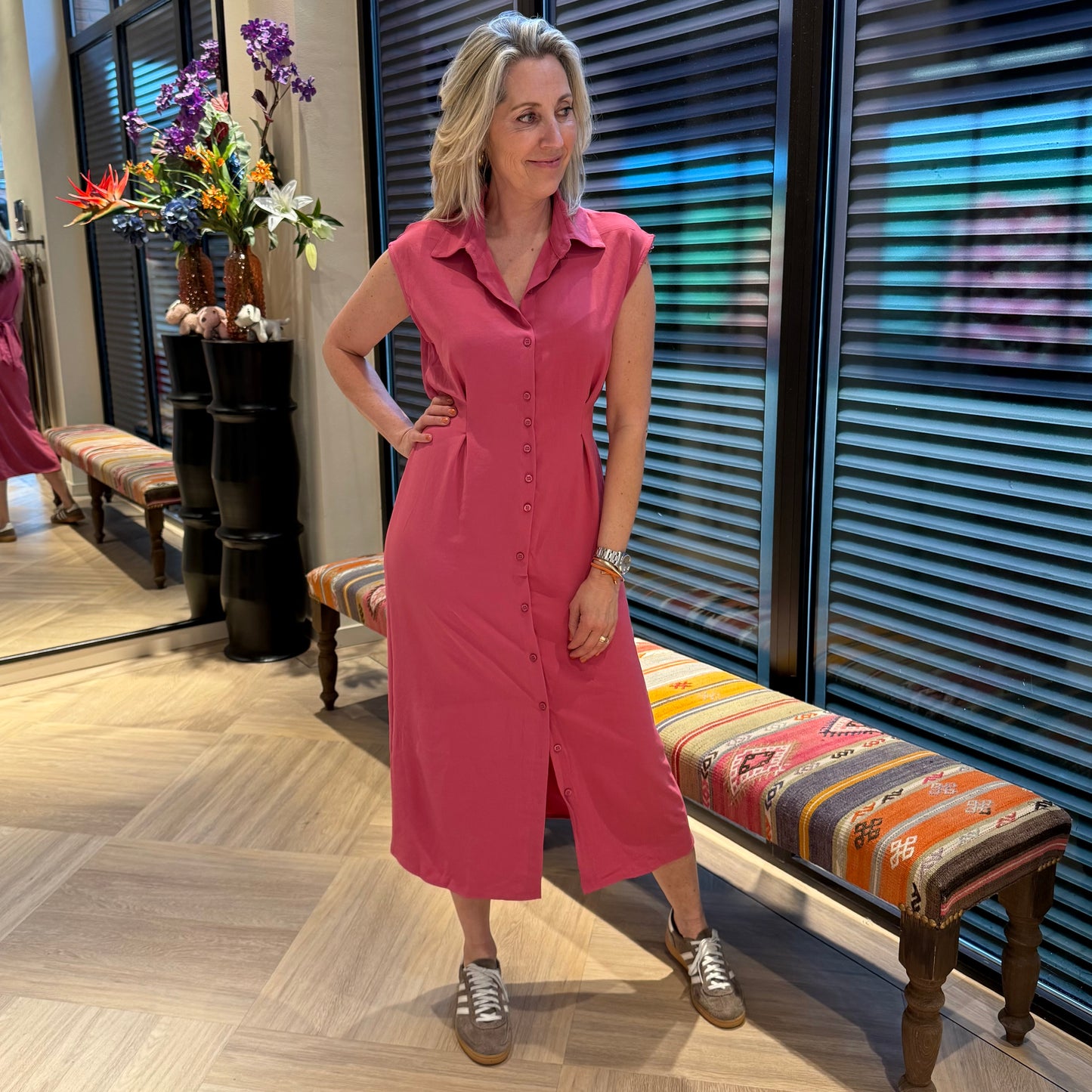 Azzurro Jurk Doortje Koraalroze - Peet kleding