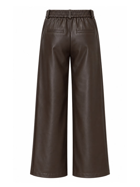 Broek Sarah Leather Donkerbruin - Peet kleding