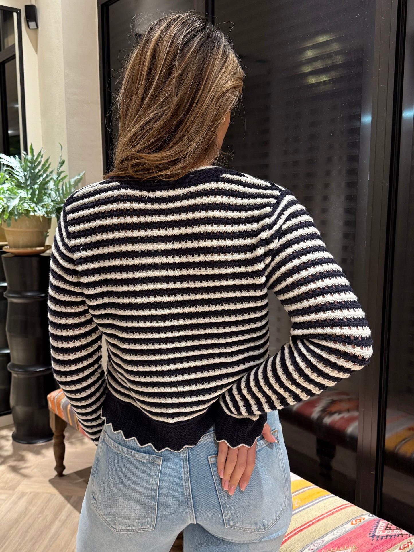 Geisha Vest Streep Navy - Peet kleding