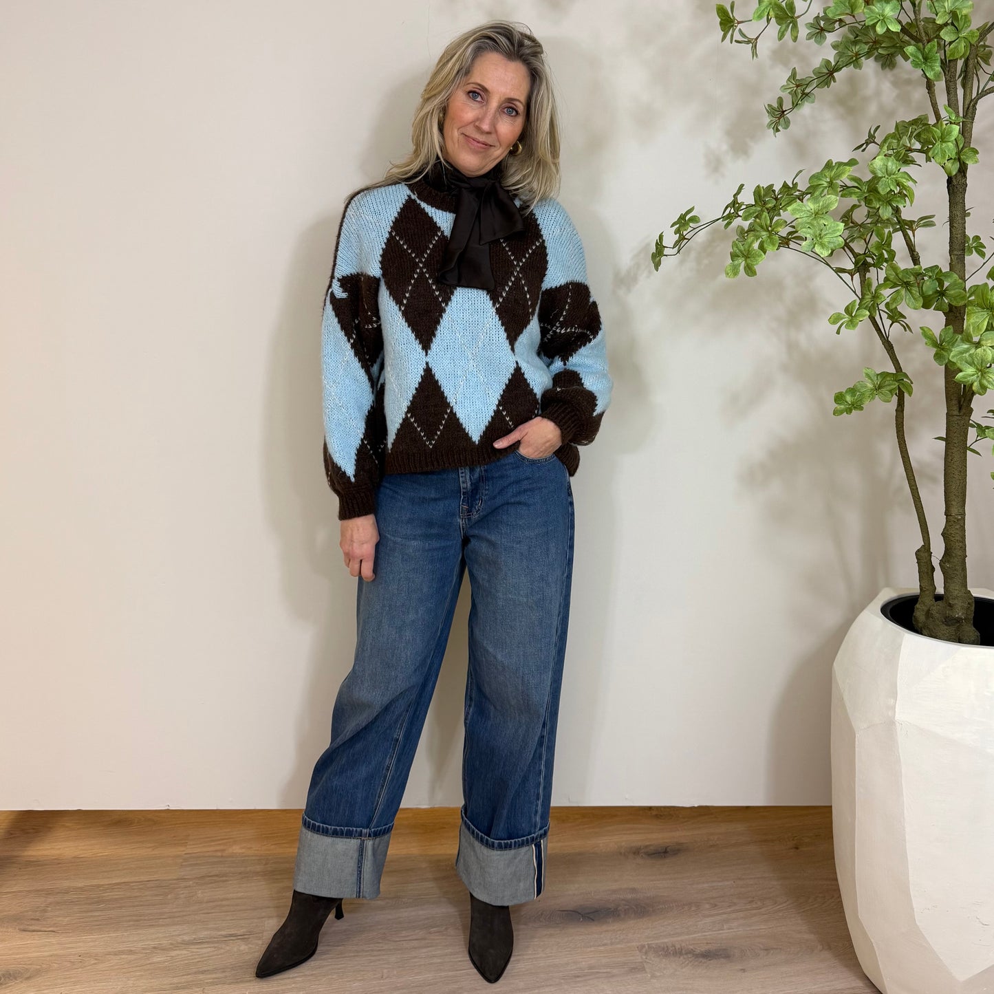 Trui Saar College Lichtblauw - Peet kleding