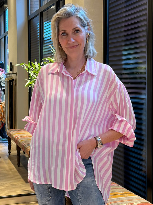 Blouse Moos Streep Roze - Peet kleding