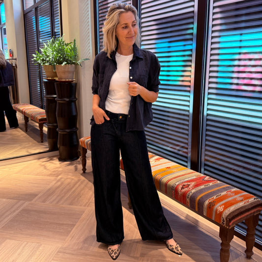 Linnen Blouse Charma Navy - Peet kleding