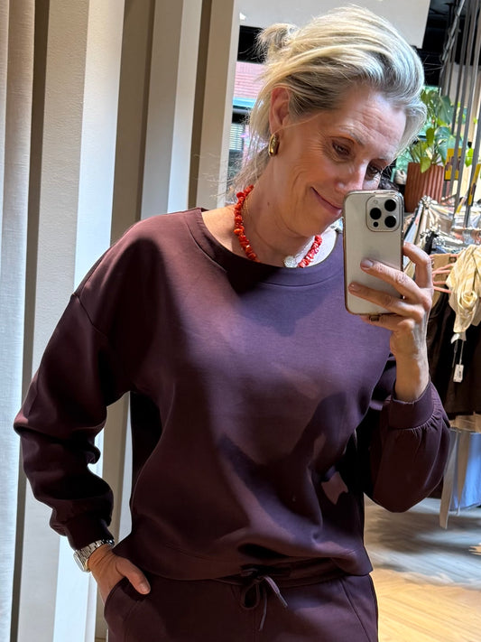 Red Button Skyler Top Scuba Burgundy - Peet kleding