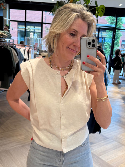 Yaya Vest Zonder Mouw Creme - Peet kleding