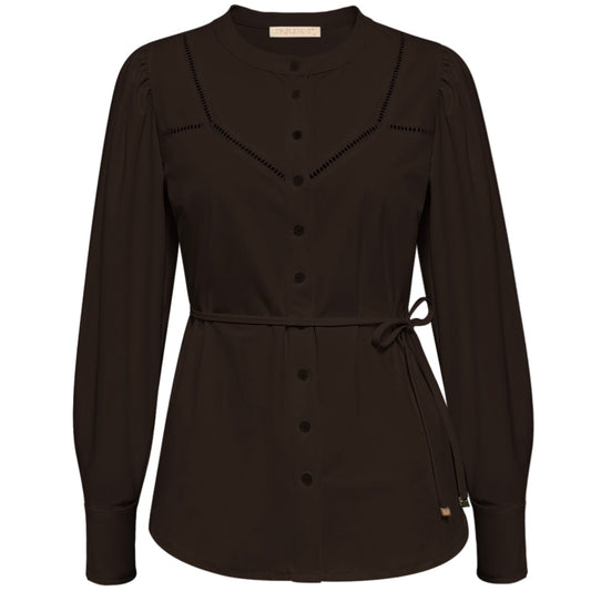 Triple Nine - Travel Blouse Ajour Donkerbruin - 5925 - Peet kleding