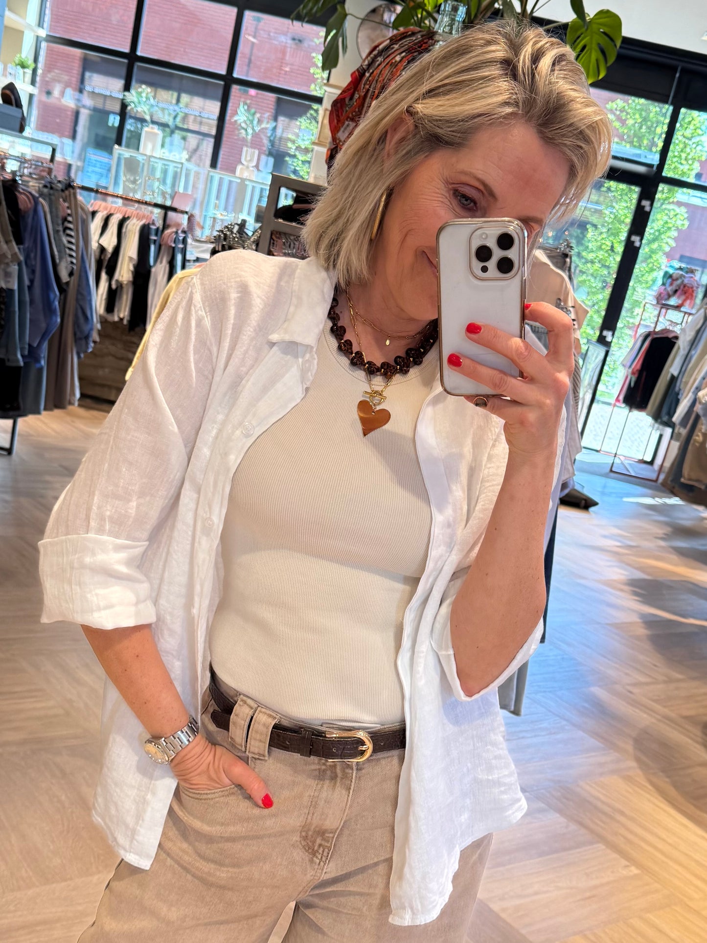 Blouse Linnen Suus Wit - Peet kleding