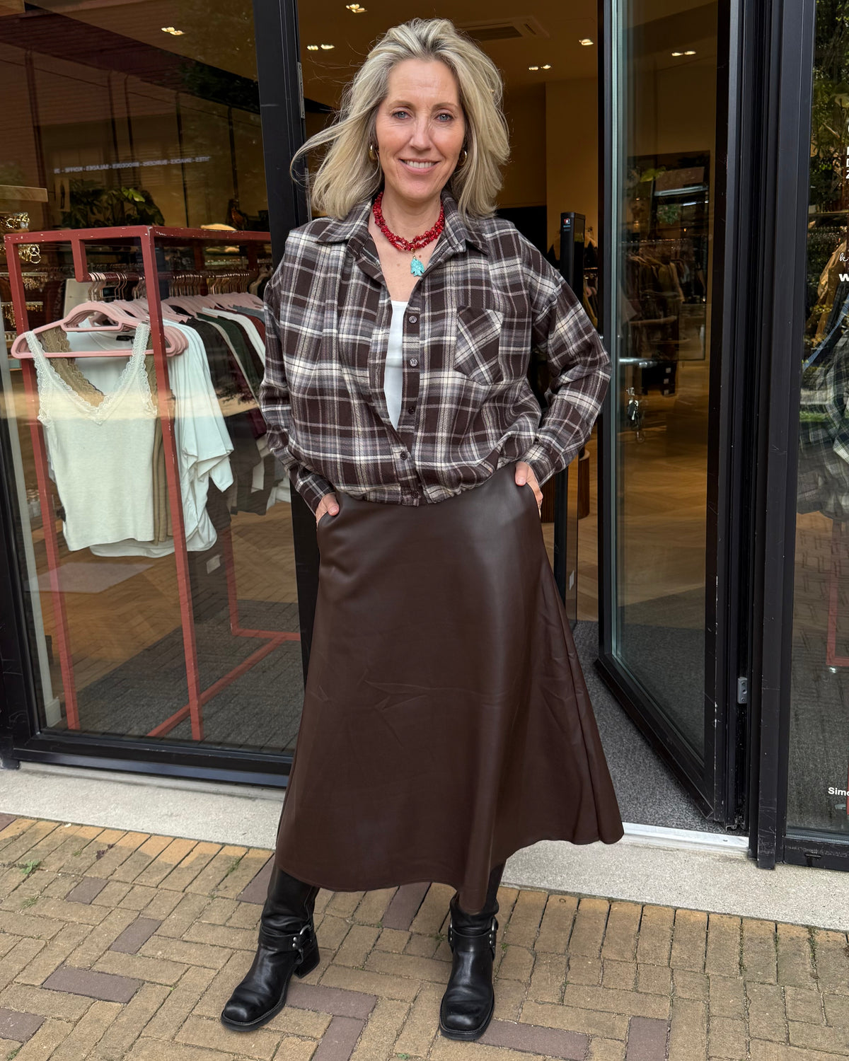 Blouson Ruit Bruin Grijs