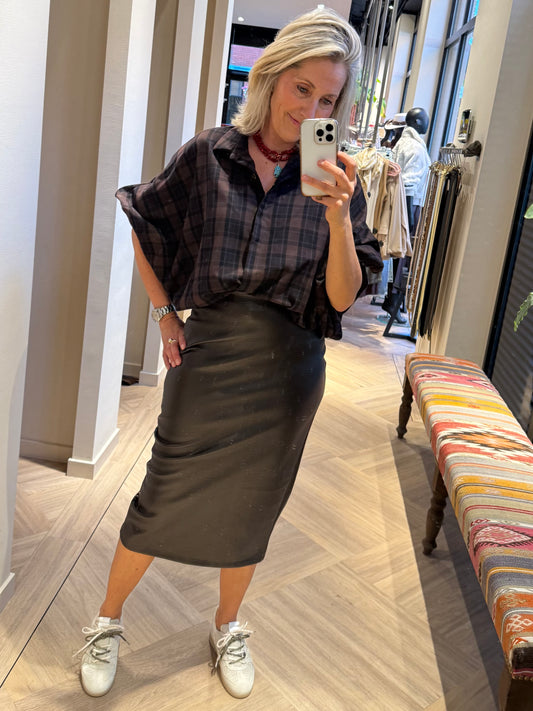 Blouse Ruit Roos Bruin - Peet kleding