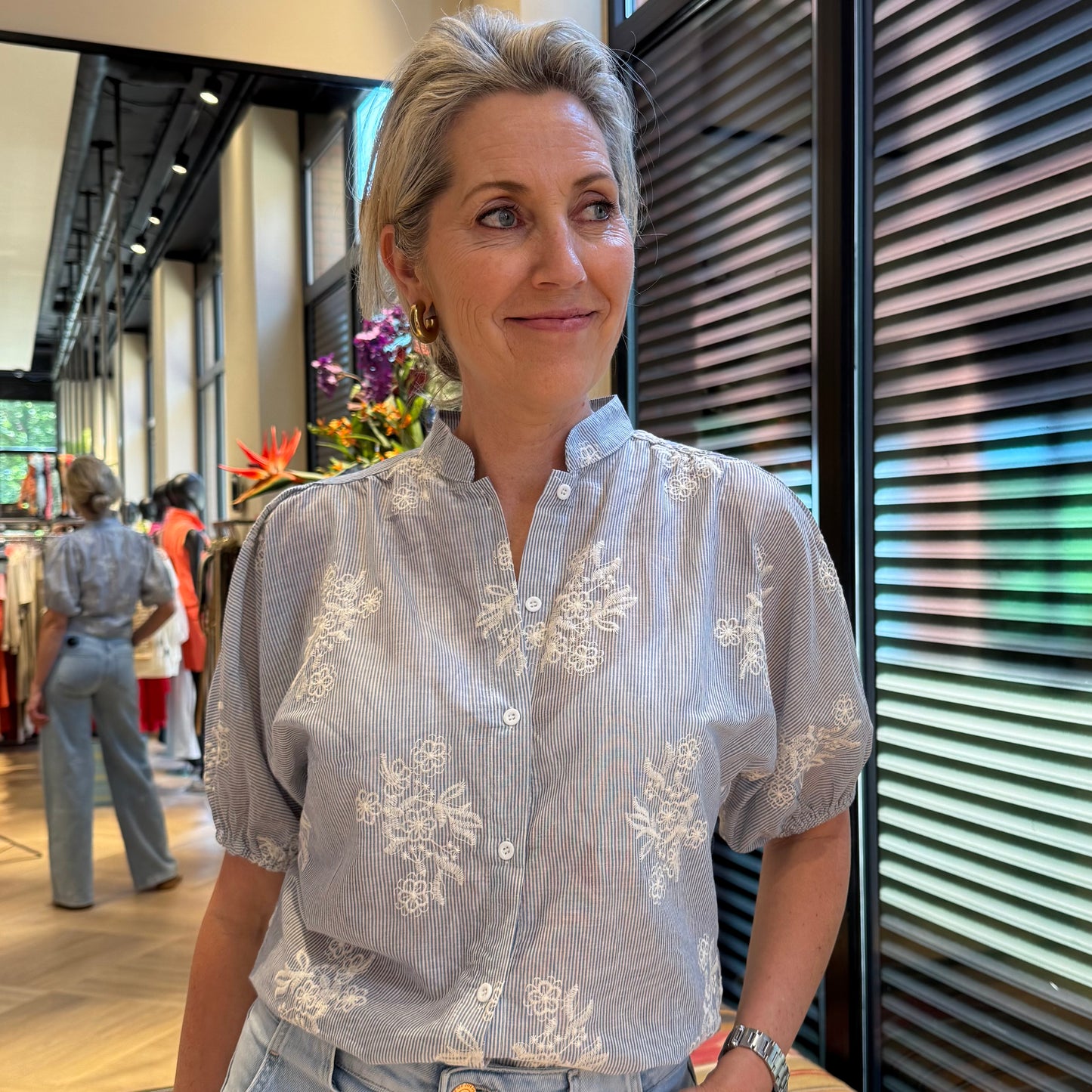 Blouse Flow Blauw Wit - Peet kleding