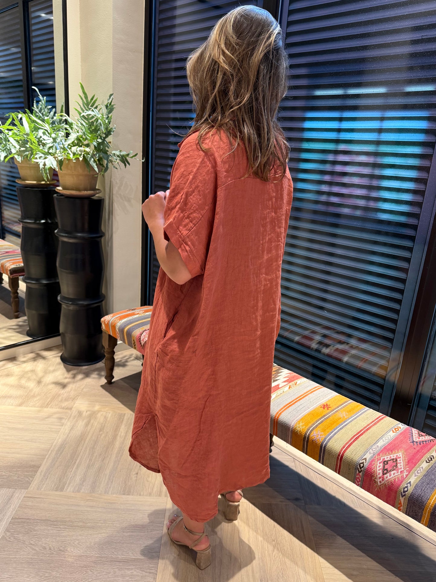 Jurk Linnen Fien Brique - Peet kleding