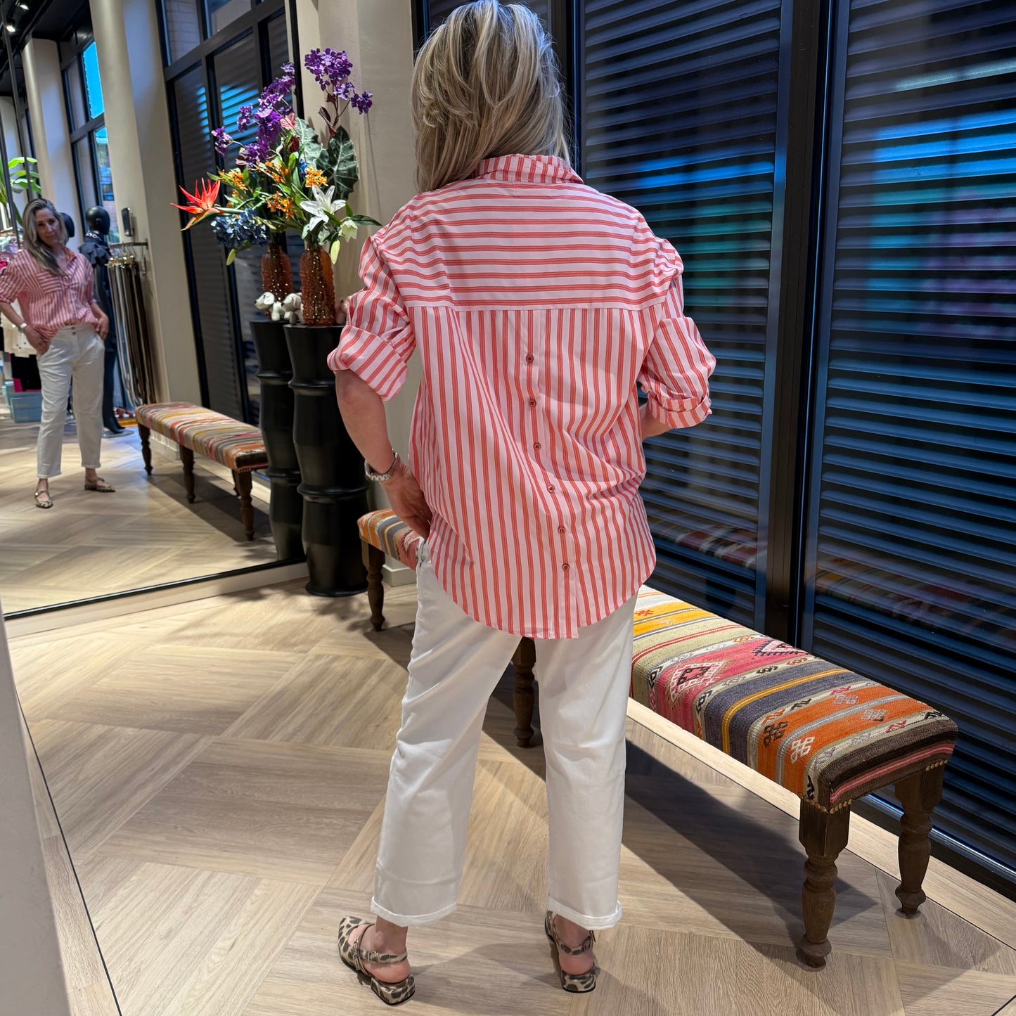 Azzurro Blouse Ivanda Streep Rood - Peet kleding