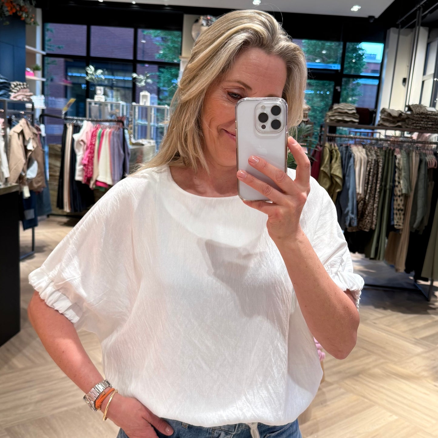 Azzurro Blouse Zia Wit - Peet kleding