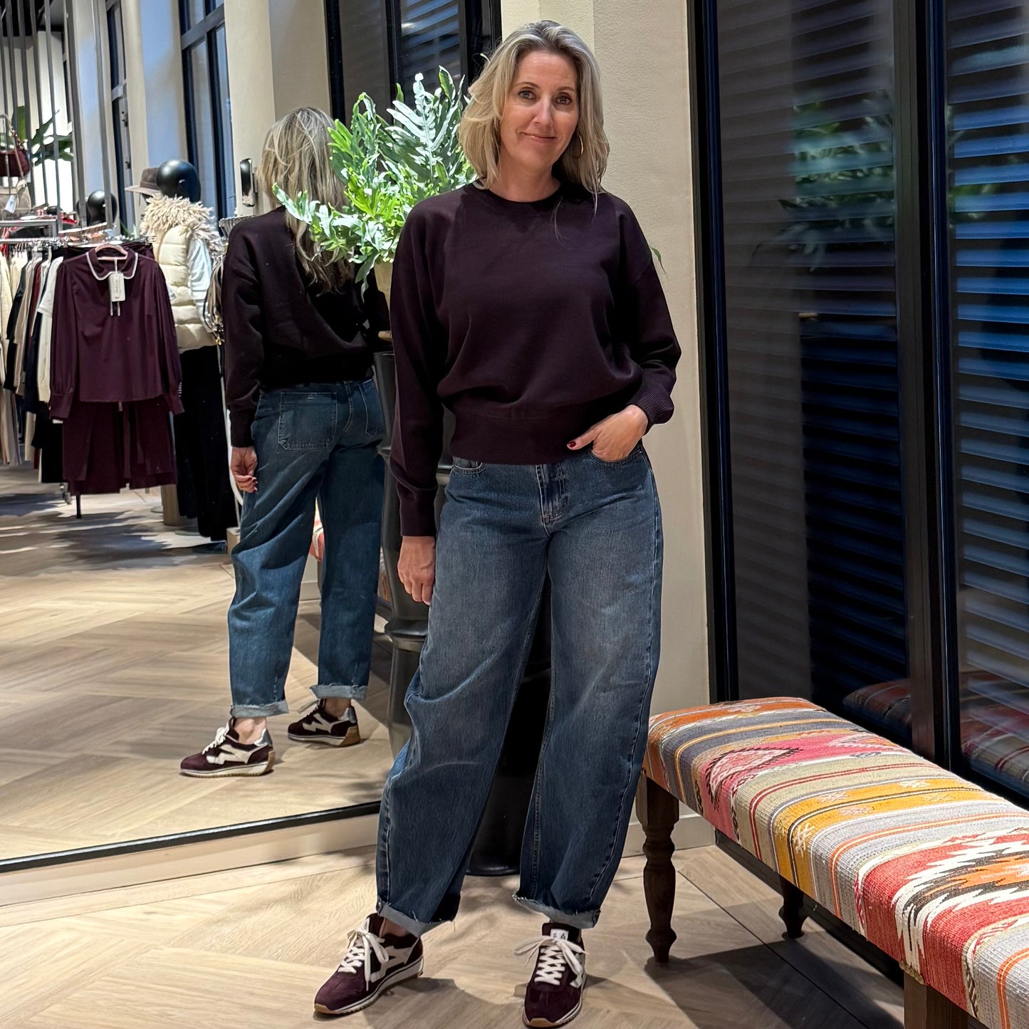 With Black Trui Margot Aubergine - Peet kleding