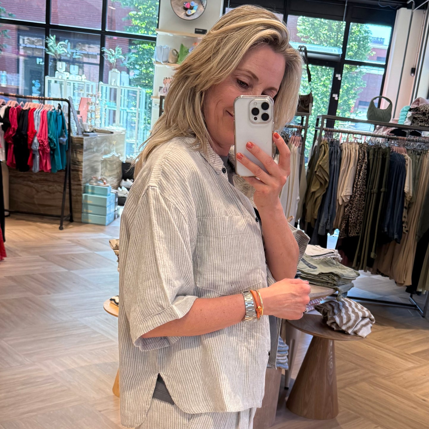 With Black Korte Mouw Willow Streep - Peet kleding