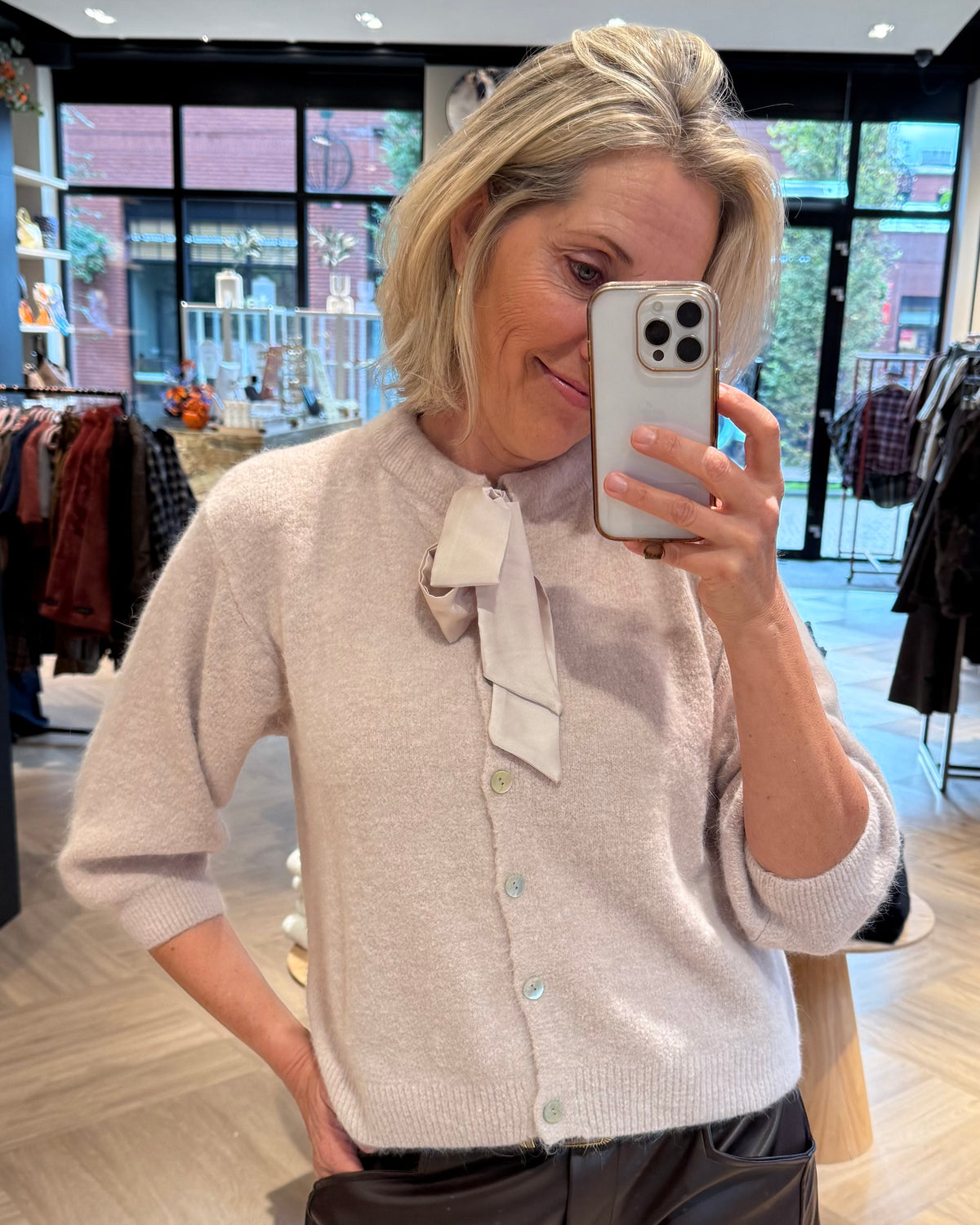 Angora Vest Strik Beige - Peet kleding