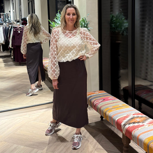 Ichi Rok Zilna Satijn Bruin - Peet kleding