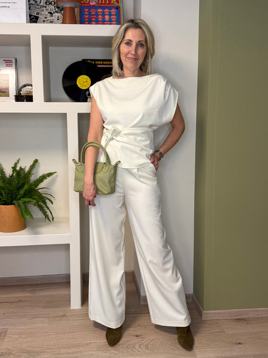 Ambika Pantalon Gris Offwhite - Peet kleding