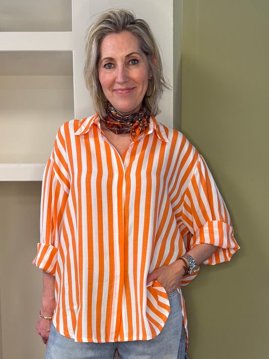 Blouse Moos Streep Oranje - Peet kleding