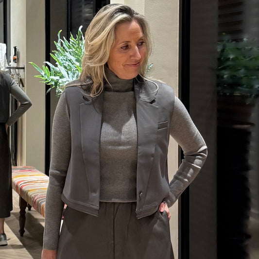 Yaya Top Rib Taupe - Peet kleding