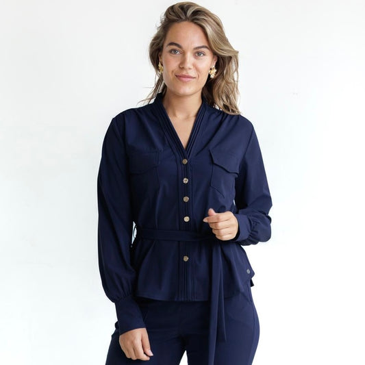 Triple Nine - Travel Blouse Megan Navy - 5926 - Peet kleding