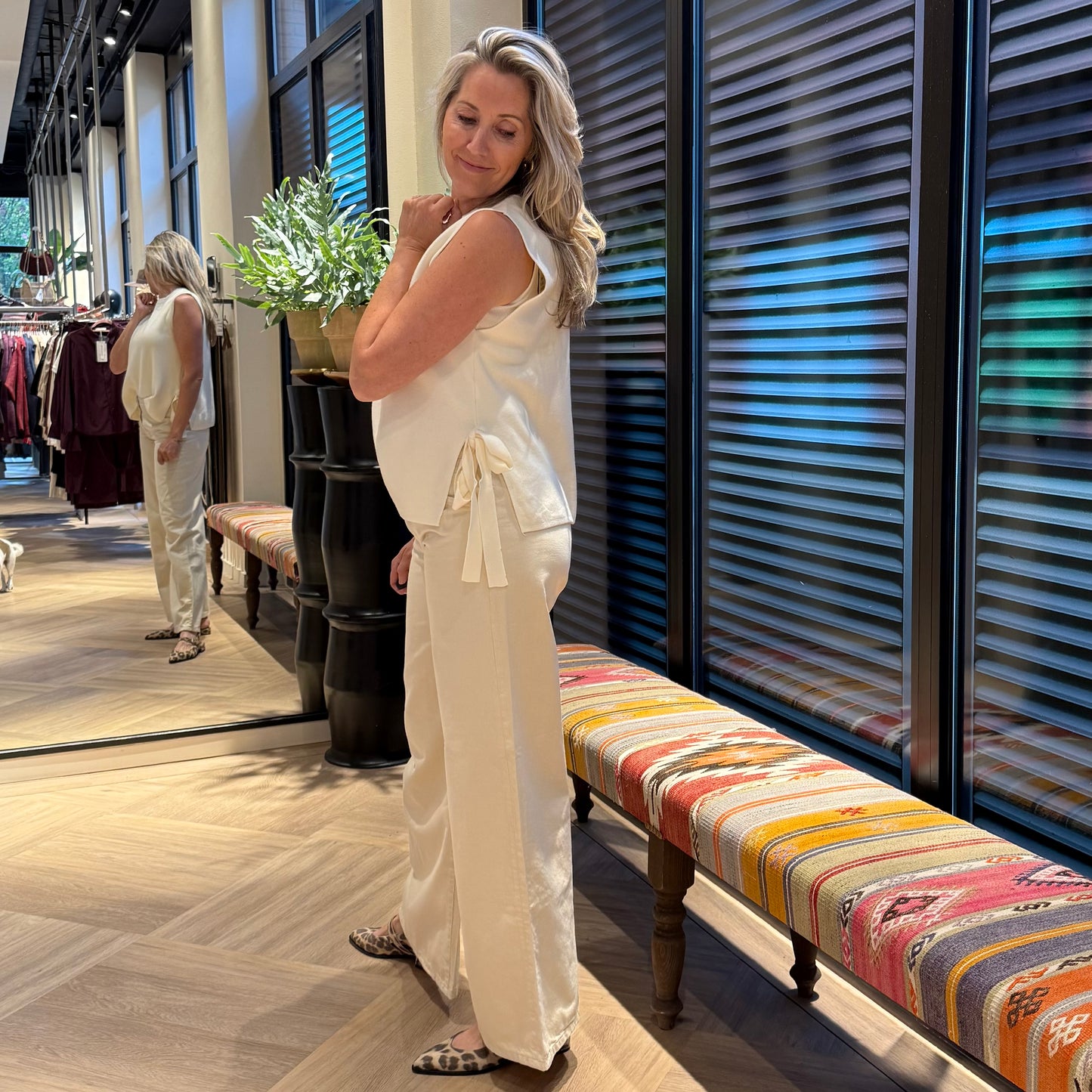 Gebreide Top Mouwloos Lucy Ecru - Peet kleding