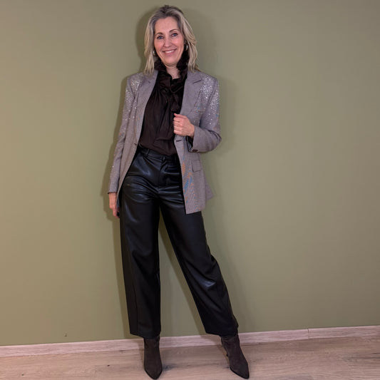 Ambika Blazer Geruit Zwart Bruin Glitter - Peet kleding